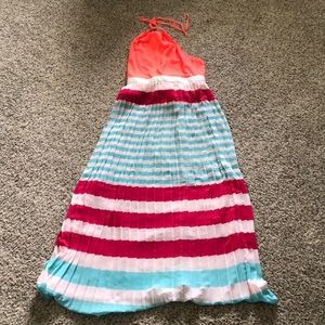 Colorful halter top maxi dress